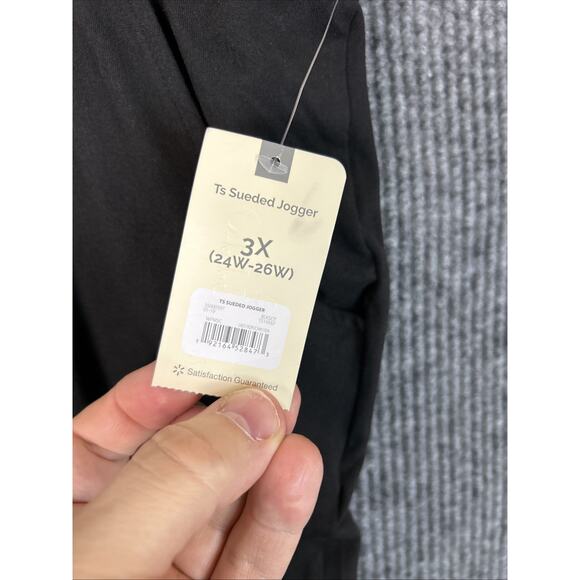 Terra & Sky Womens Sueded Jogger Pants Size 3X Black Pull On Lounge Pockets New - Picture 4 of 10